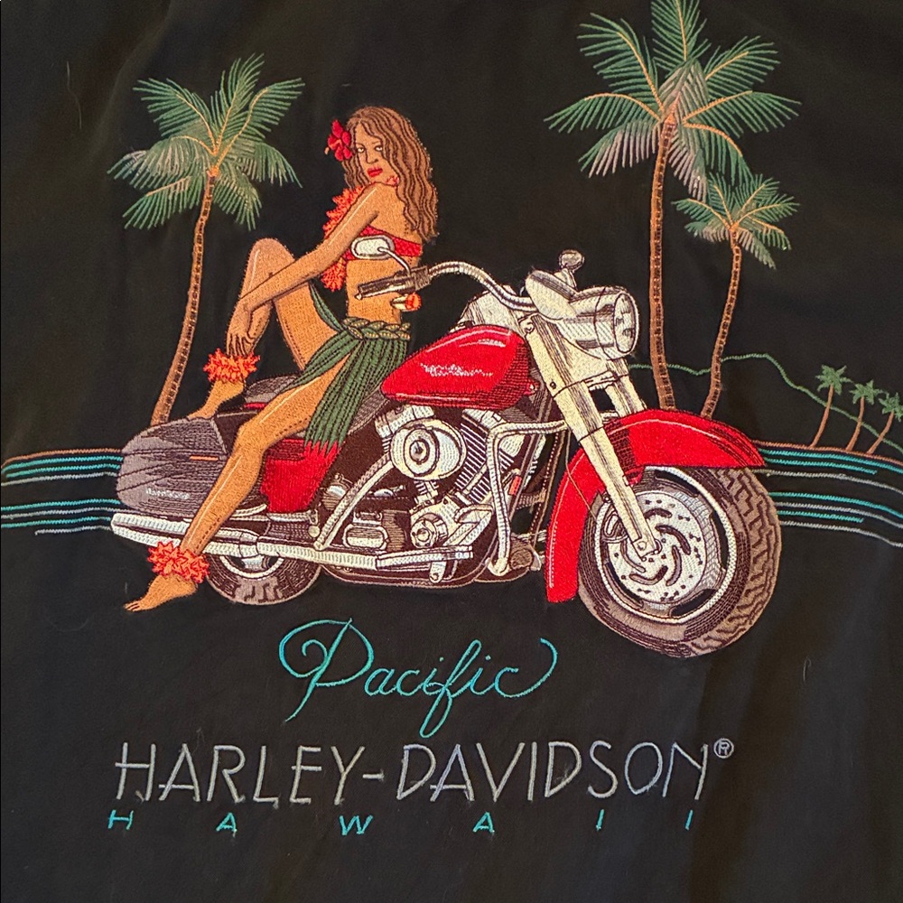 Harley-Davidson Black Casual Button Down Shirt. Silk only worn several times. - Picture 8 of 9